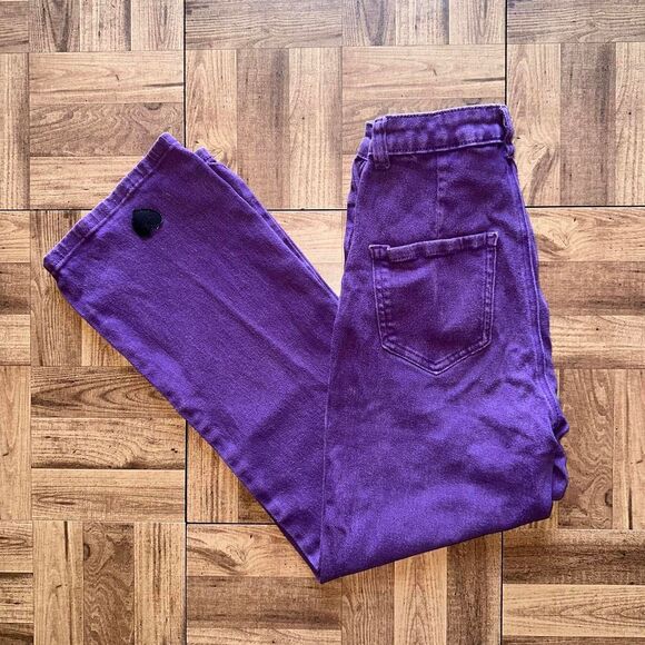 Lazy Oaf Purple Heart Denim Kick Flare high waisted trousers - Picture 4 of 6